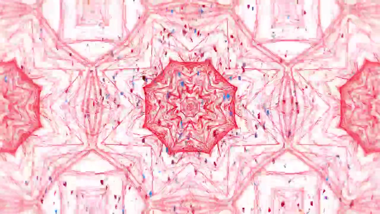 Animazione di forme rosse su coriandoli su sfondo bianco.