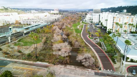 aerial view of san diego river after a rainstorm