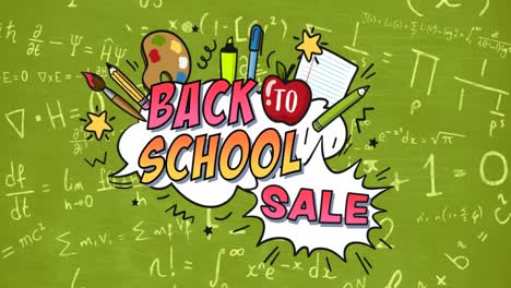 Animation-of-back-to-school-text-on-green-background