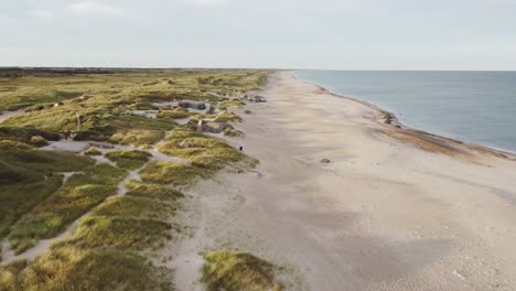 coastal battery klitmøller, a beach bunker in denmark - drone flying forward