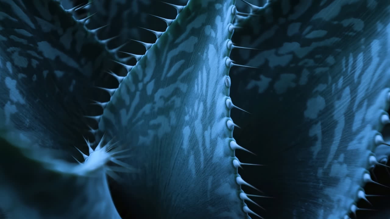 Detailed View of a Blue Succulent Plant with Spikes