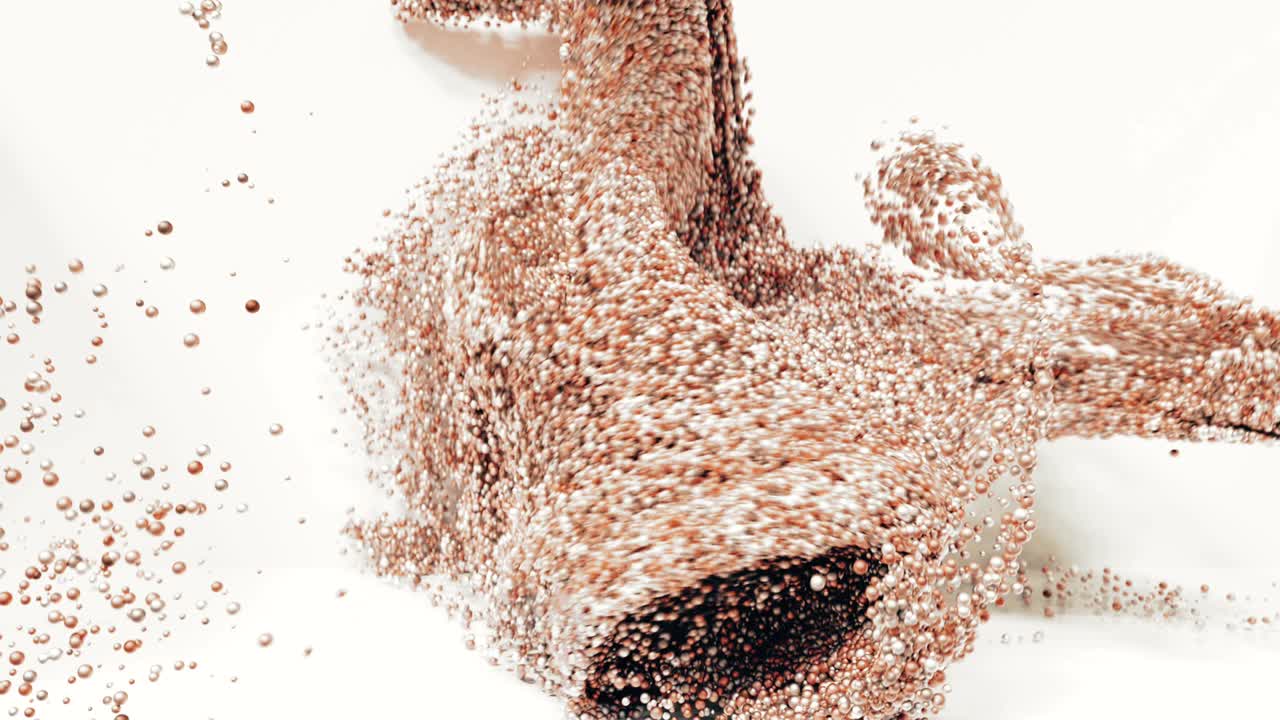 4k의 추상적인 입자 구는 빈 방을 채니다.