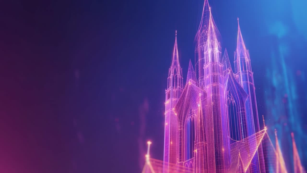 Futuristic Wireframe Castle Design