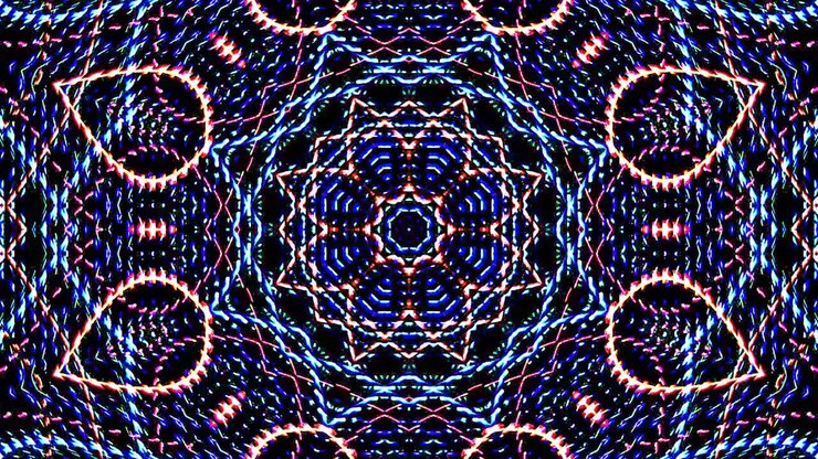 Beautiful abstract kaleidoscope that shines, a radiant light that regulates the subtle movements