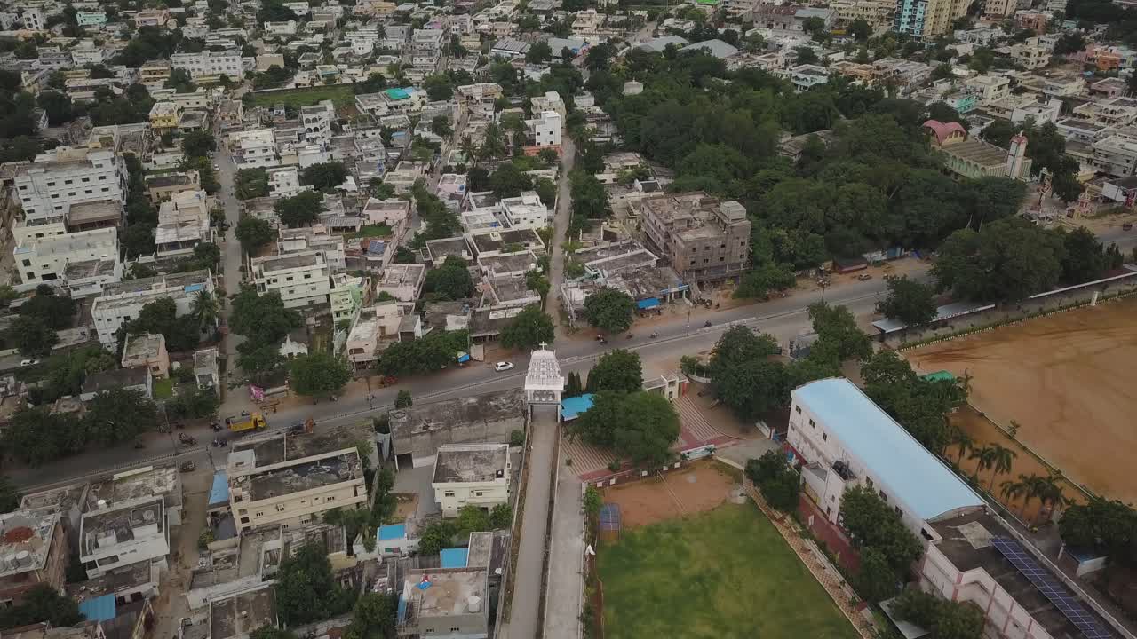 imágenes aéreas de drones de primer plano de la ciudad de nalgonda, en el estado indio de telangana, india, asia