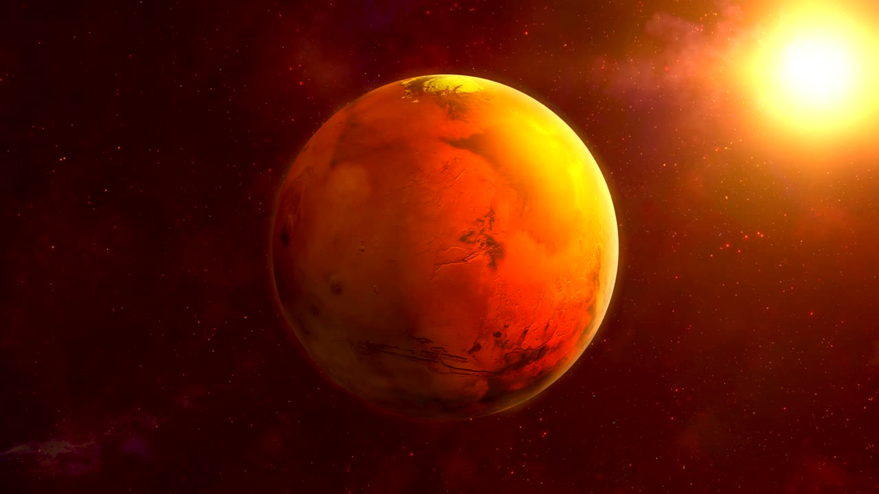 우주에서 회전하는 은 행성 화성, 루프