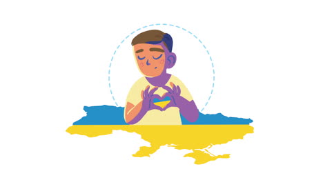 bandera de ucrania con animación de niño paz