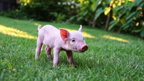 baby pig in a garden