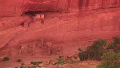 long shot of cliff dwellings in canyon de chelly national monument