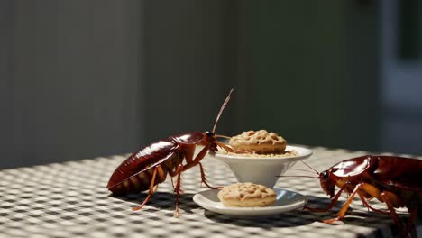 las cucarachas comen galletas.