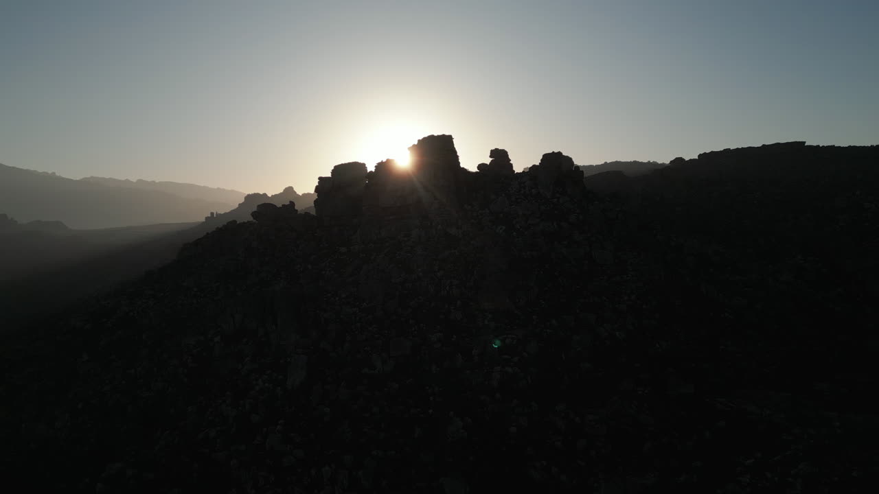 Sunrise beaming through Rocky Mountains in Cederberg, South Africa