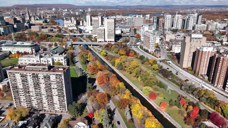 autumn skyline aerial ottawa ontario canada