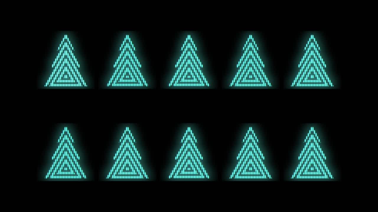 네온 불빛이 있는 현대적인 녹색 크리스마스 트리 패턴