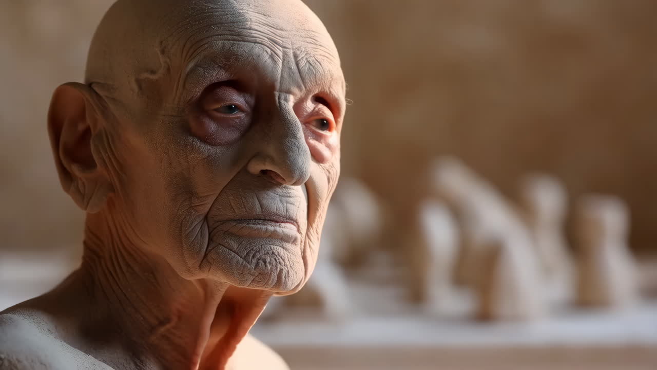 Detailed Portrait of an Elderly Figure