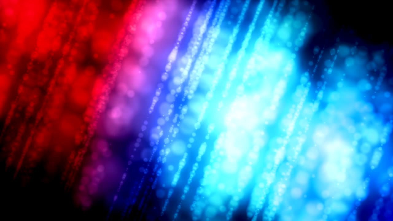 puntos brillantes multicolores y no enfocados en una fila diagonal como el bucle de fondo de vídeo bokeh 4k - rojo, azul