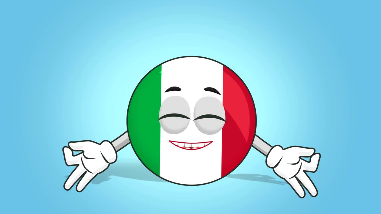 Icono de dibujos animados Bandera de Italia en armonía Zen con animación facial y mate alfa