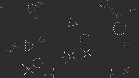 Black memphis pattern with circles, triangles and dots