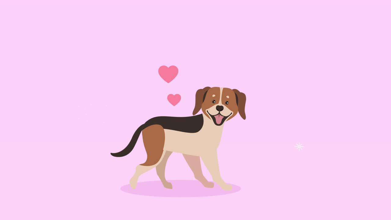 precioso beagle con animación de corazón