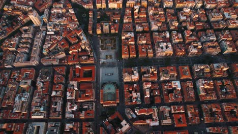 palermo old town at sunset with historic rooftops, domes, and narrow alleys. aerial drone top view