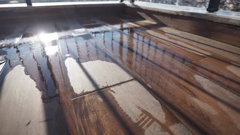 wet wood floor