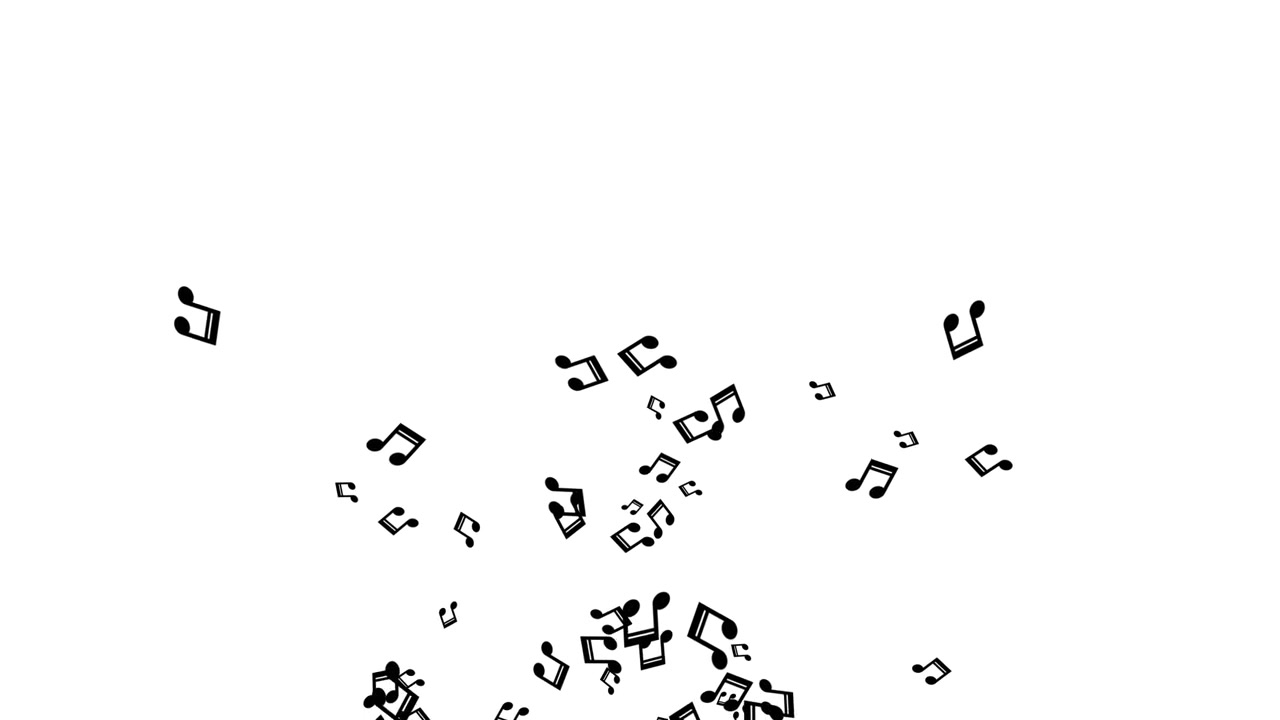 Animated Musical Notes Falling Against a White Background