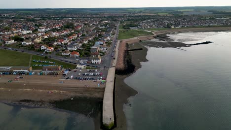 aerial shot flying towards the kent coast of hampton