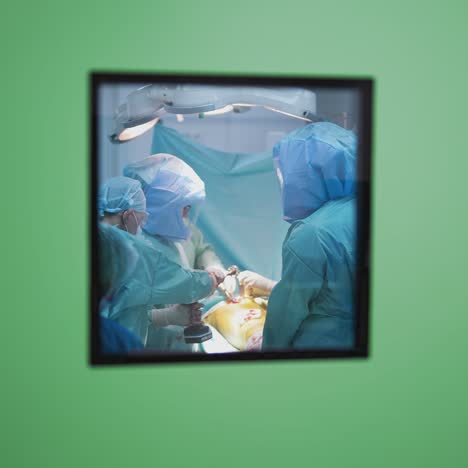 process of trauma surgery operation. group of surgeons wearing protective masks. medical and saving lives concept