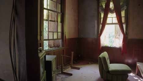 reveal of retro style room in abandoned mansion in japanese countryside