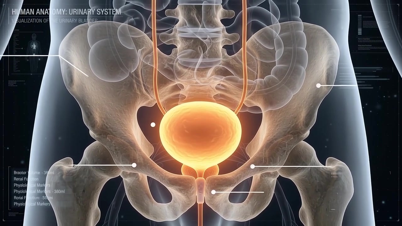 Animation médicale 3D de l'anatomie du système urinaire humain