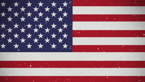 american flag with snow