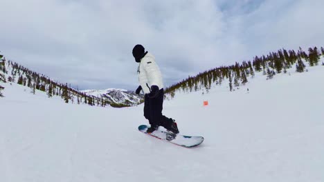 back-view-of-snowboarder-snowboarding-down-mountain-in-Colorado