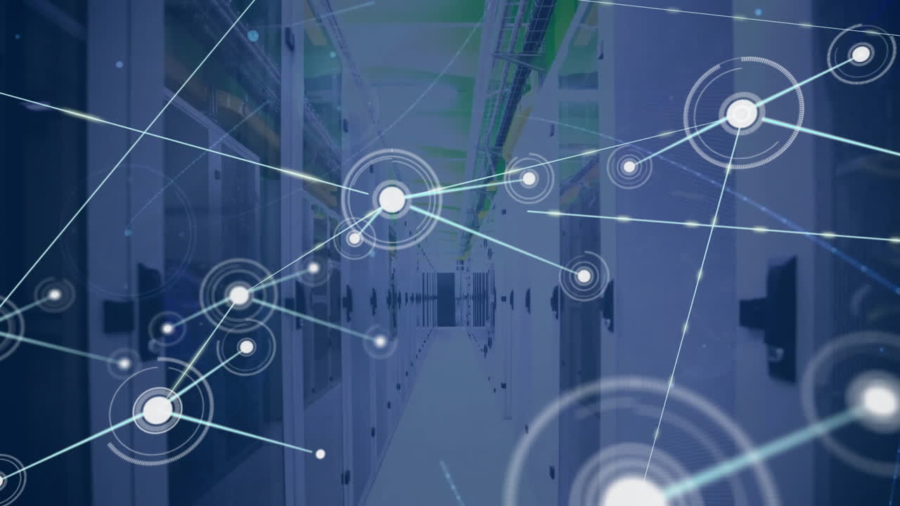 컴퓨터 서버를 통한 연결 네트워크의 애니메이션