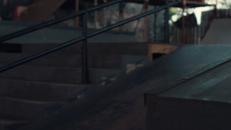 extreme roller skater riding fast in ramp at urban skate park.