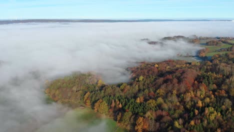 spectacular view over misty lush green valley