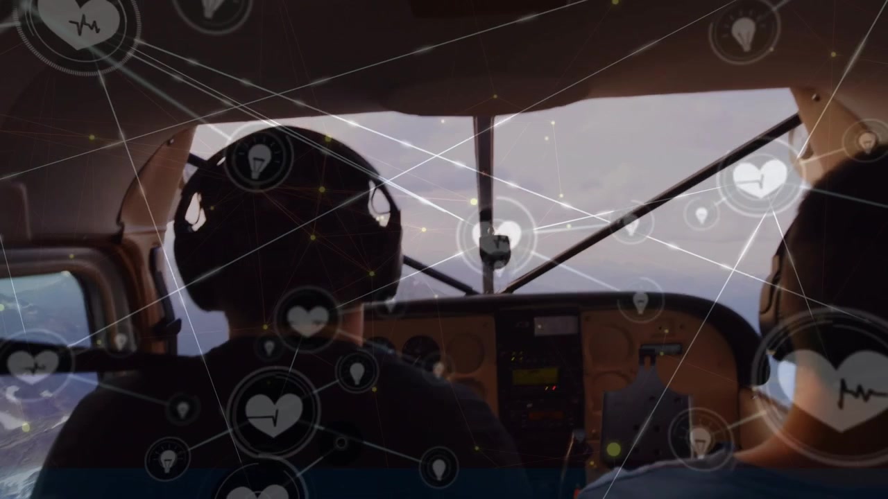 Animation of text with globe and network of connections