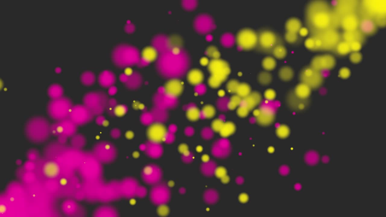 volar amarillo y rosa bokeh con partículas en el fondo brillante