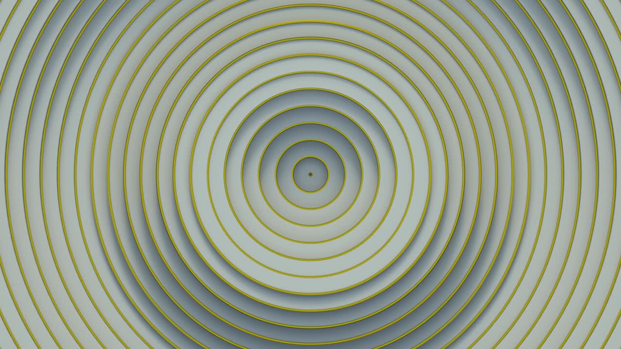 White circles with gold lines 3D render seamless loop animation