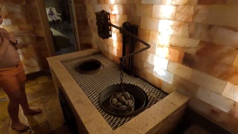 salt room interior with salt block wall in spa