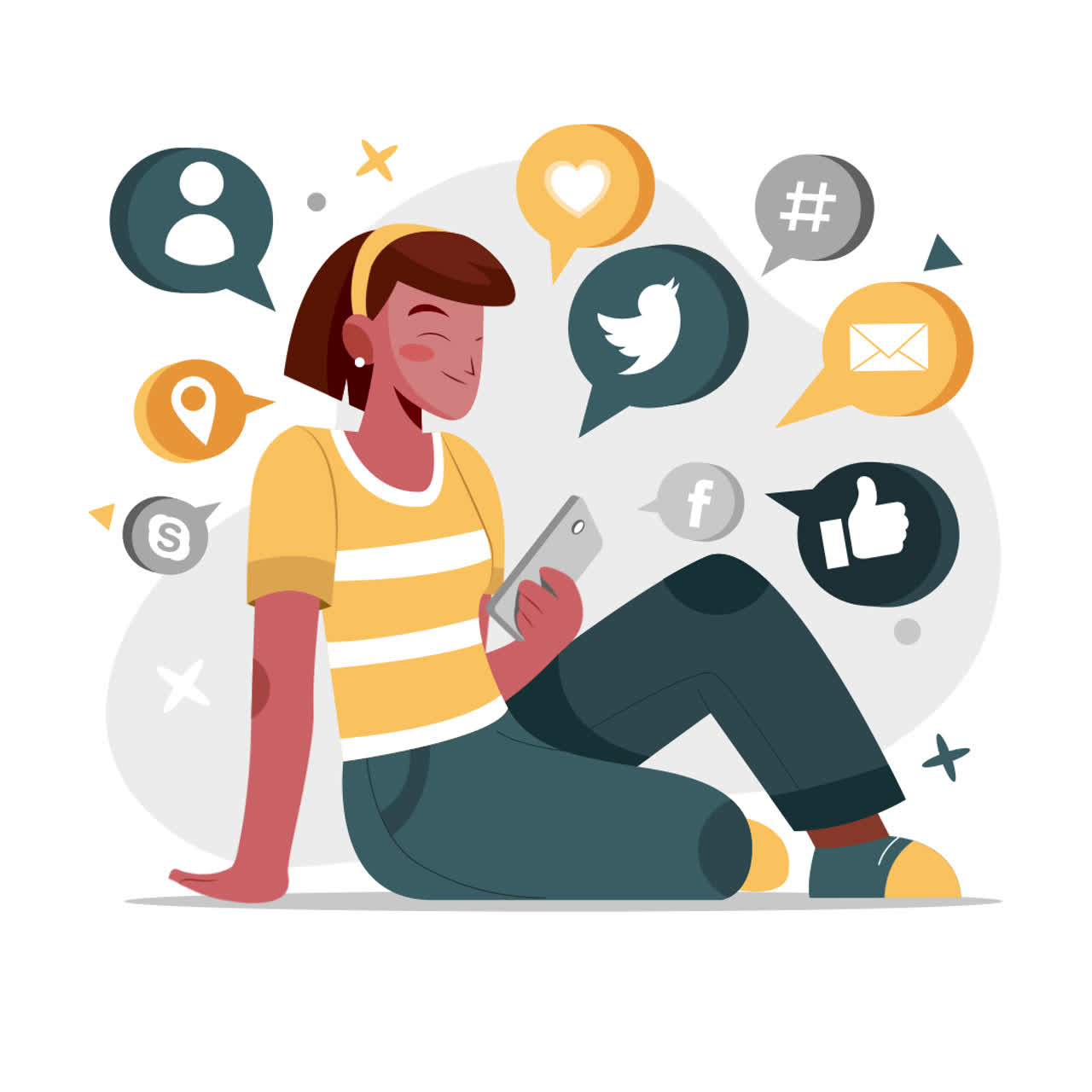 Woman Using Smartphone on Social Media