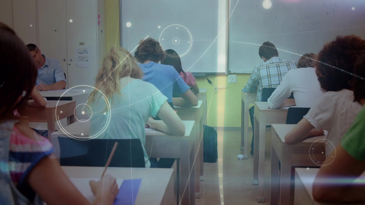 Animation of network of connections over class of diverse students during lectures