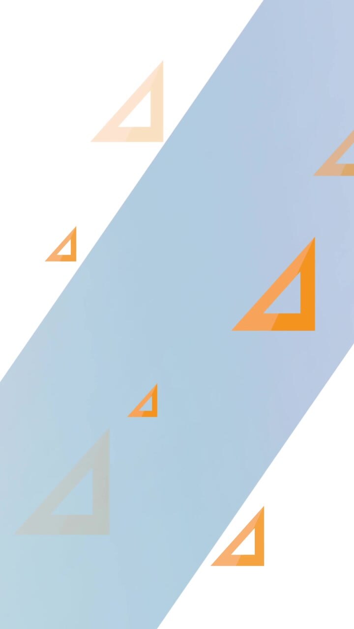 Animation of orange set squares appearing and disappearing on grey, pink and white bands