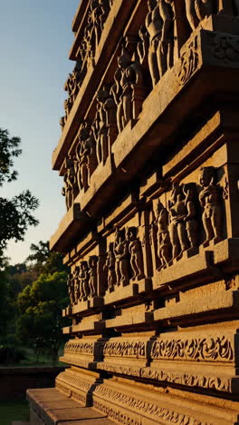 stone carvings on an ancient temple in india