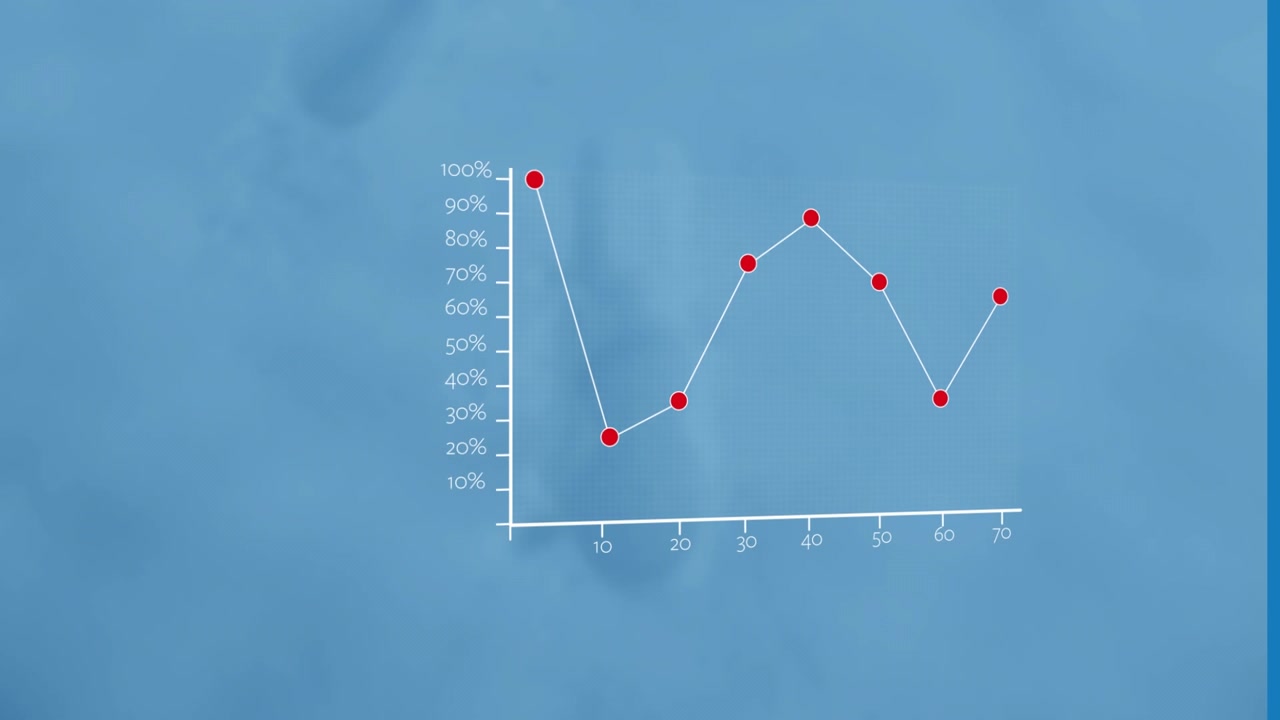 Data processing and statistics visualized as footprints in snow animation.
