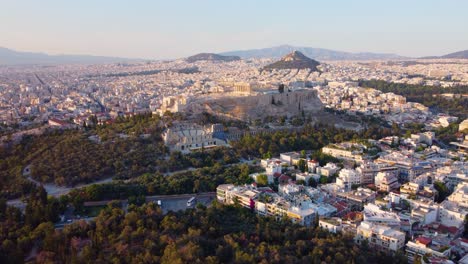 acropolis in greece, parthenon in athens aerial drone view, famous greek tourist attraction, ancient greece landmark. high quality 4k footage