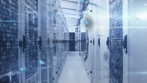 animation of data processing over server room