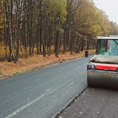 asphalting of the road with steamroller