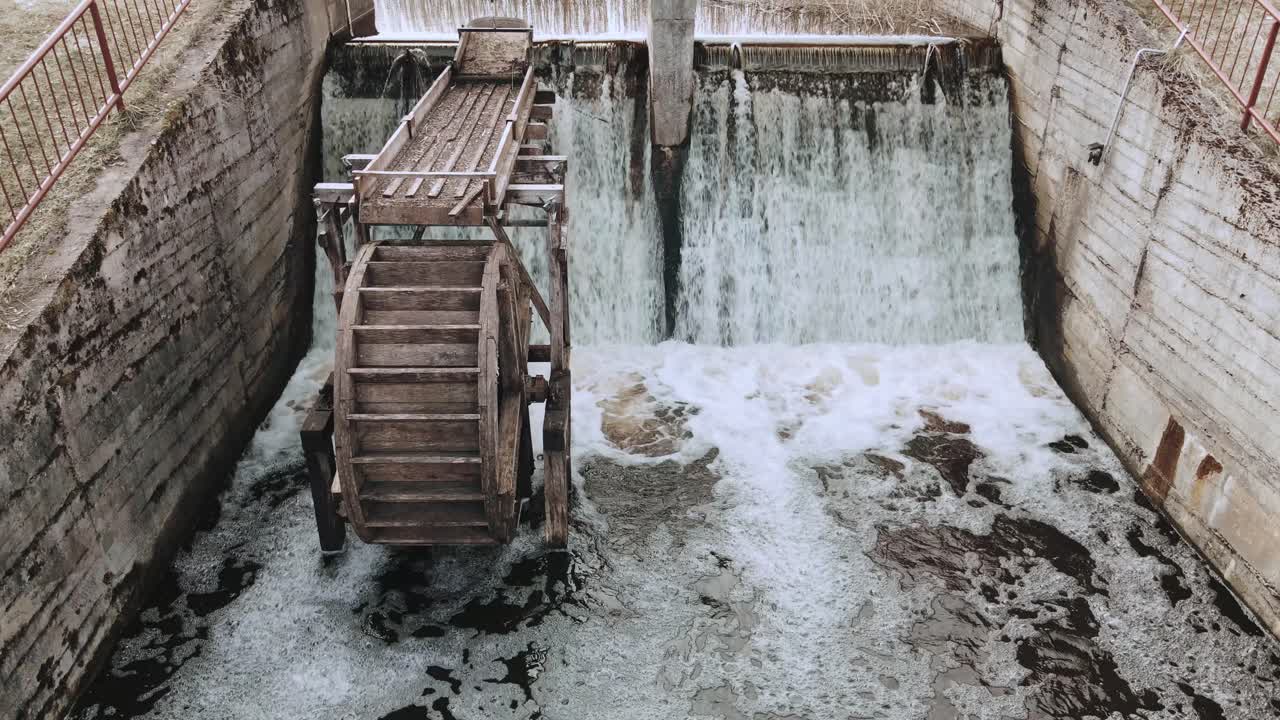 Abandoned old water dam in spring
