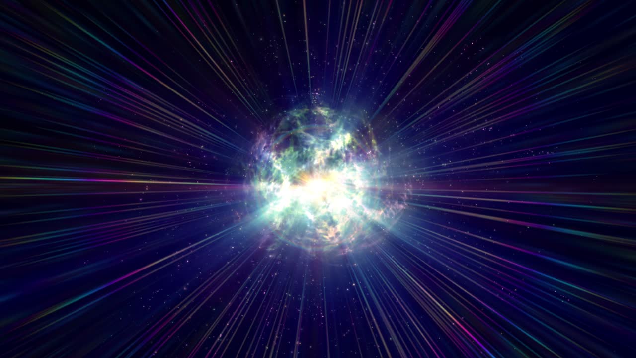 bola de energía de color de partículas atómicas 4k