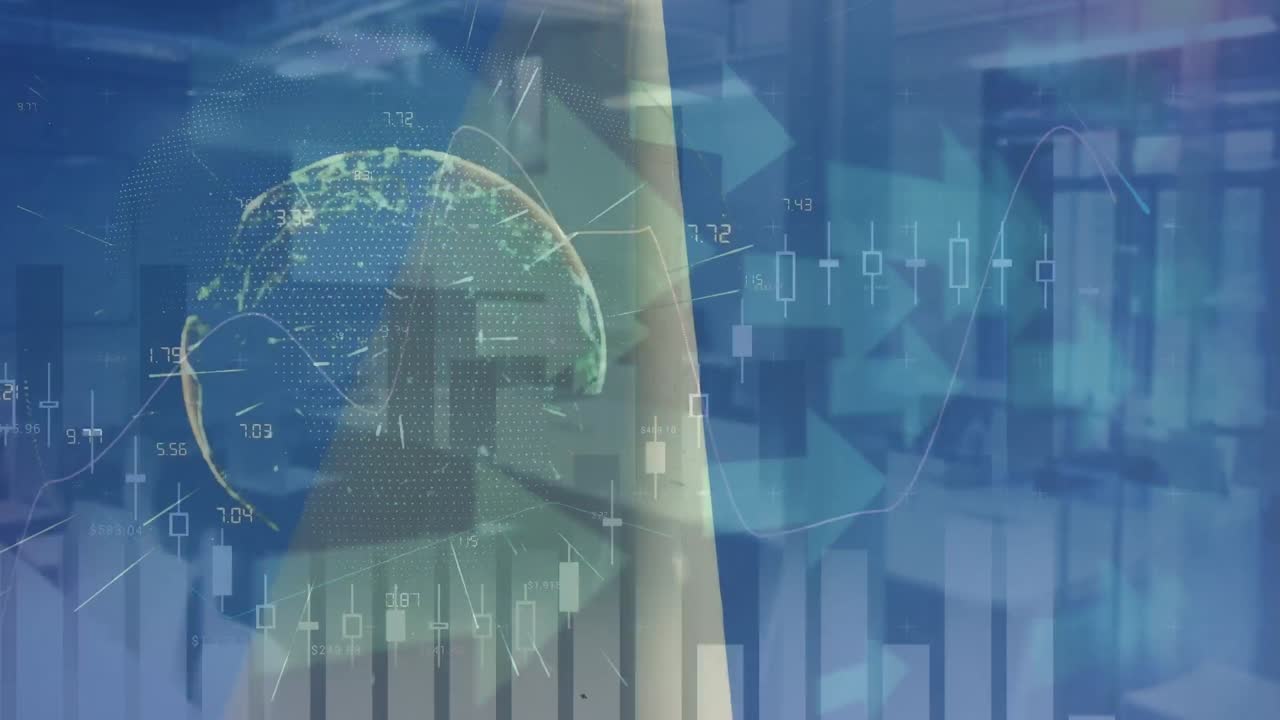 풍력 공장 위의 데이터 처리 애니메이션