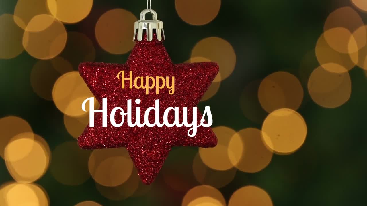 Happy holidays text and Christmas star decoration